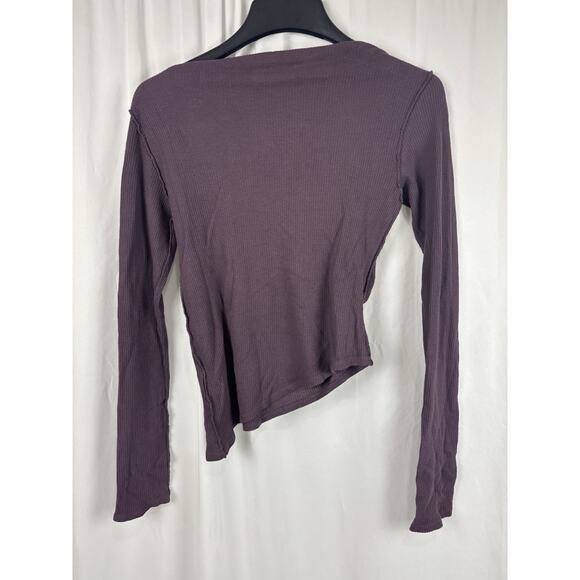 We The Free Long Sleeve Asymmetrical Top Purple Cotton Size L - Picture 2 of 7